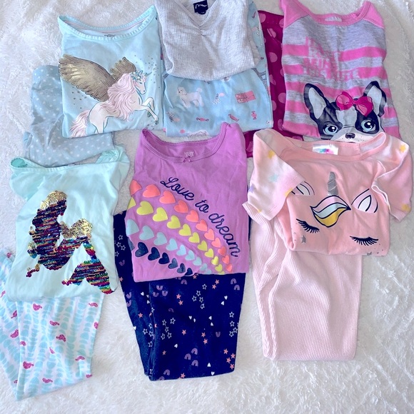 🌙 💤 9 Pairs PJ girl pajama lot, bundle winter and fall long pants 💤 🌙 - Picture 10 of 13